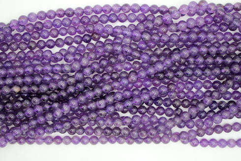 Natural Amethyst Gemstone Beads, 6mm, Round